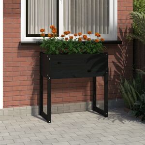 vidaXL plantekasse 78x40x81 cm massivt fyrretræ sort