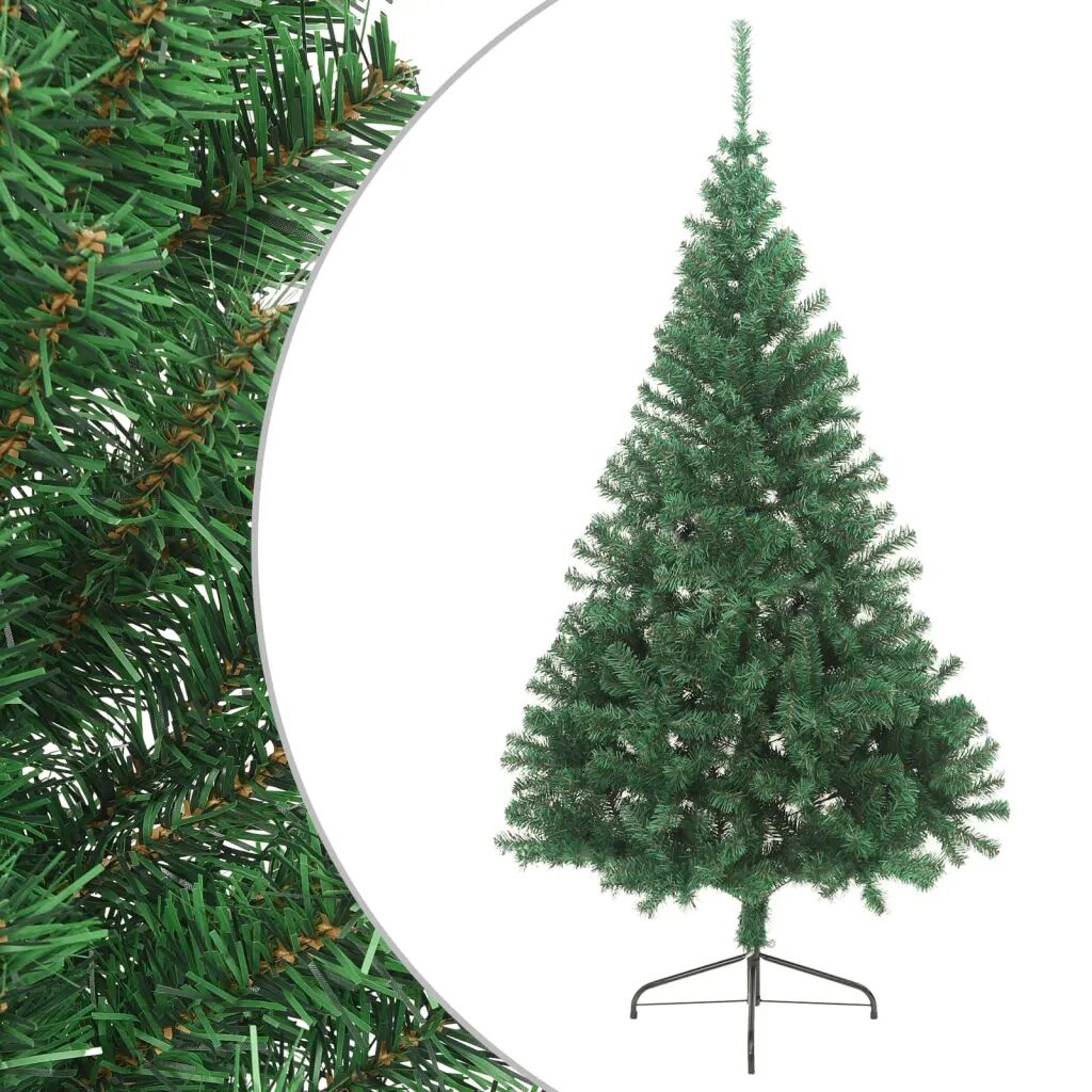 vidaXL kunstigt halvt juletræ med fod 210 cm PVC grøn