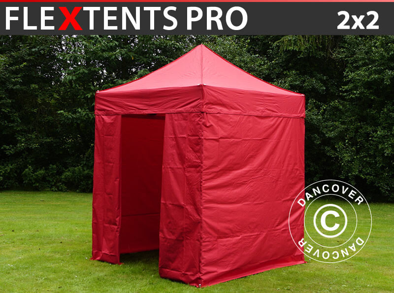 Dancover Foldetelt FleXtents Easy up pavillon PRO 2x2m Rød, inkl. 4 sider