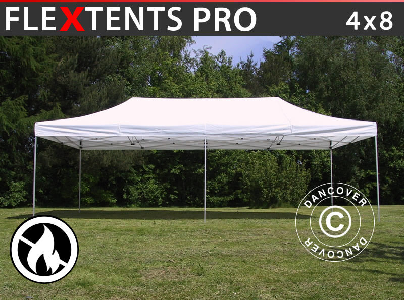 Dancover Foldetelt FleXtents Easy up pavillon PRO 4x8m Hvid, Brandhæmmende