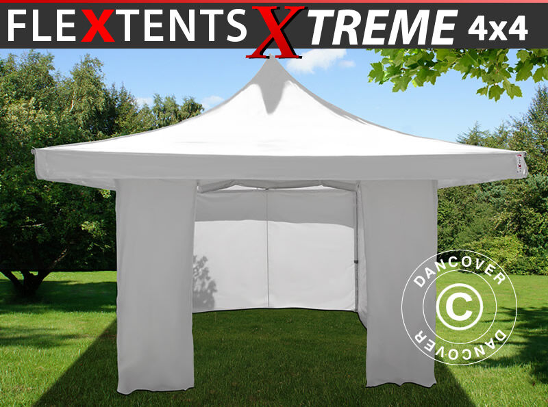 Dancover Foldetelt FleXtents Easy up pavillon Pagoda Xtreme 50 4x4m / (5x5m) Hvid, inkl.