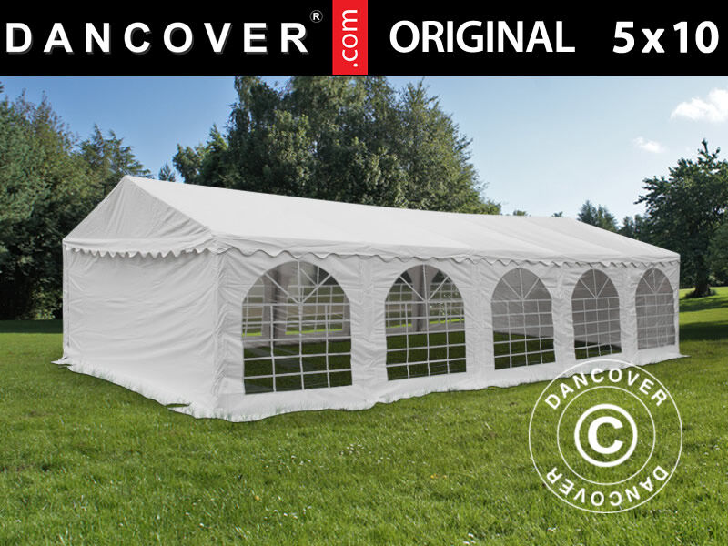 Dancover Partytelt Festtelt Original 5x10m PVC, Hvid