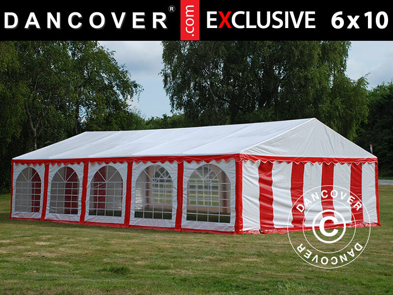 Dancover Partytelt Festtelt Exclusive  6x10m PVC, Rød/Hvid