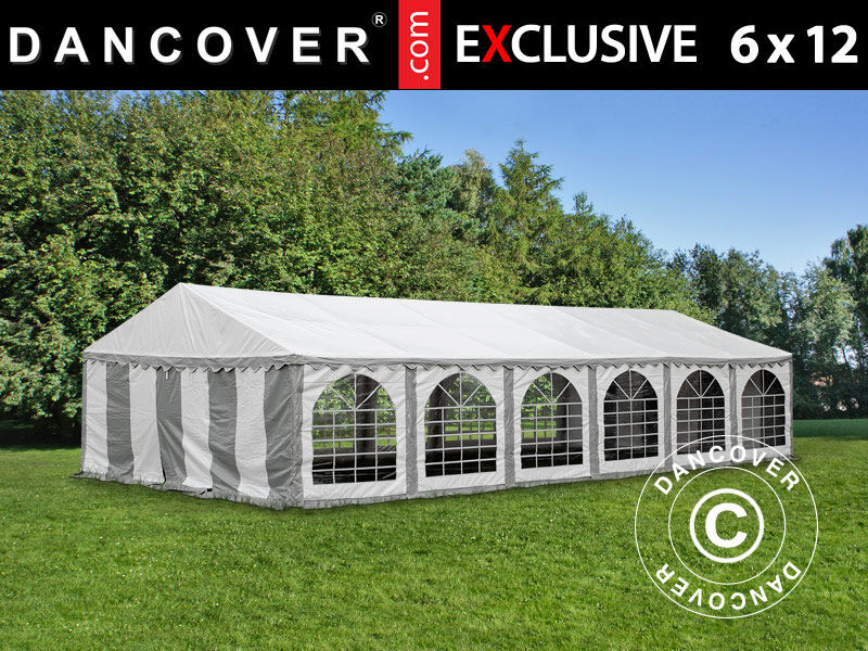 Dancover Partytelt Festtelt Exclusive 6x12m PVC, Grå/Hvid