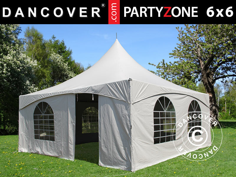 Dancover Pagodetelt PartyZone 6x6m, PVC, Hvid