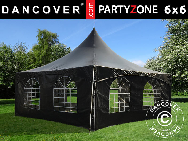 Dancover Pagodetelt PartyZone 6x6m, PVC, Sort