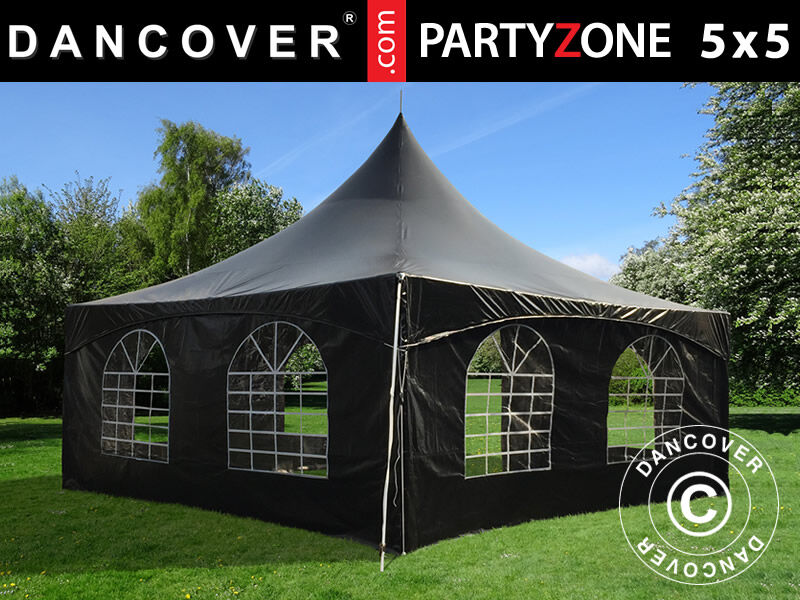 Dancover Pagodetelt PartyZone 5x5m, PVC, Sort