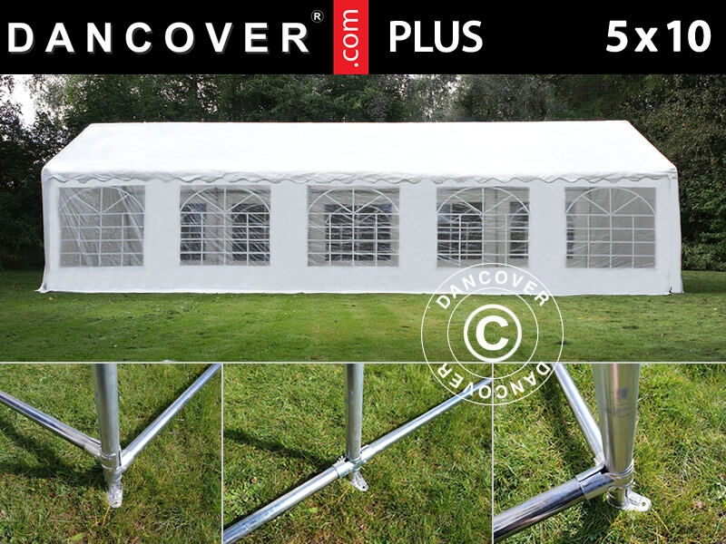 Dancover Partytelt Festtelt PLUS 5x10m PE, Hvid + Bundramme