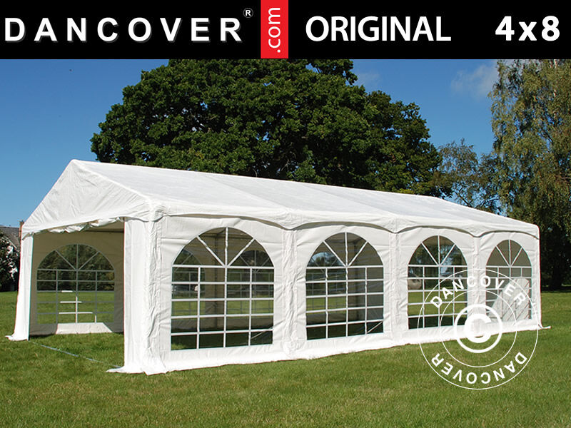 Dancover Partytelt Festtelt Original 4x8m PVC, "Arched", Hvid