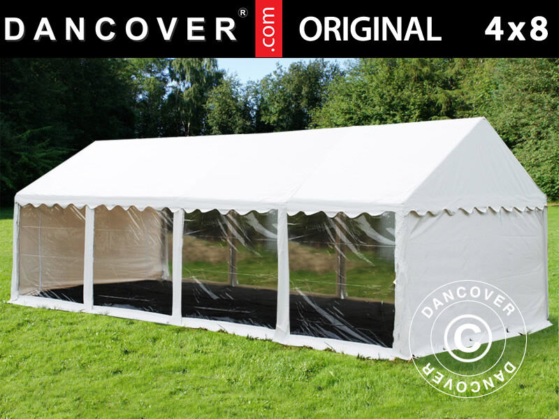 Dancover Partytelt Festtelt Original 4x8m PVC, Panorama, Hvid