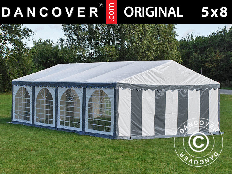 Dancover Partytelt Festtelt Original 5x8m PVC, Grå/Hvid