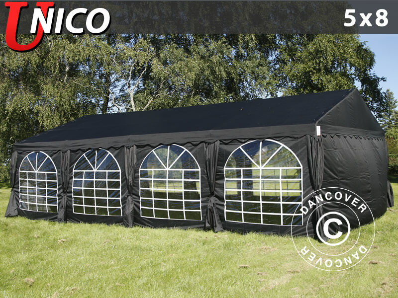 Dancover Partytelt Festtelt UNICO 5x8m, Sort