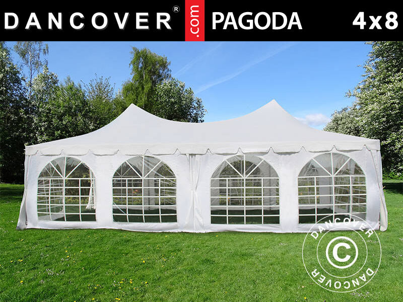 Dancover Partytelt Festtelt Pagoda 4x8m, Hvid