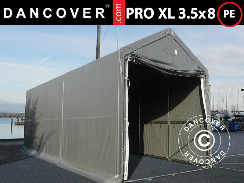 Dancover Lagertelt PRO XL Bådtelt 3,5x8x3,3x3,94m, PE, Grå