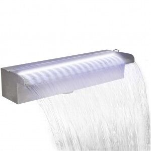 vidaXL Fuente Cascada Rectangular Led Piscina Acero Inoxidable 45 Cm