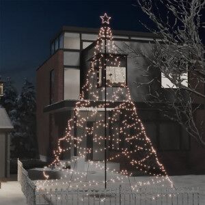 vidaXL Árbol De Navidad Con Poste De Metal 1400 Leds Blanco Cálido 5 M