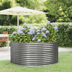 vidaXL Jardinera Acero Con Recubrimiento En Polvo Gris 140x140x68 Cm