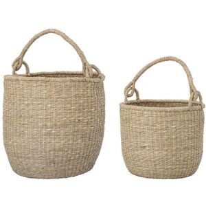 Bloomingville Set de 2 cestas de fibras vegetales beige