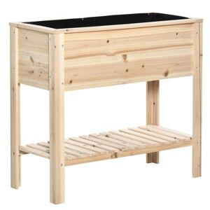 Outsunny Huerto urbano elevado color madera 90 x 40 x 81 cm