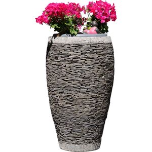 Wanda Collection Maceta tiesto jardinera ovalada pizarra 80 cm jardín piedra natural