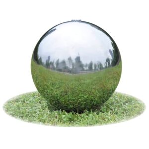 vidaXL Fuente cascada esfera con LEDs de jardín acero inoxidable 40 cm