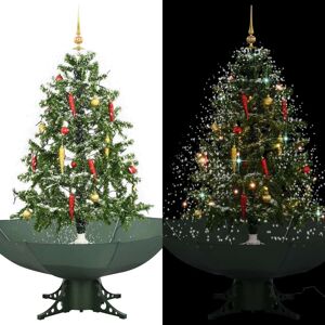 vidaXL Árbol de Navidad con nieve con base en paraguas verde 140 cm