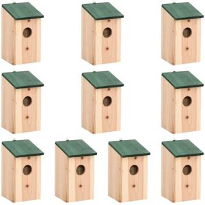 vidaXL Casa para pájaros 10 unidades madera maciza de abeto 12x12x22cm