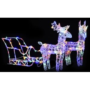 vidaXL Reno y trineo adorno navideño 160 LEDs acrílico 130 cm