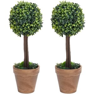 vidaXL Plantas de boj artificial 2 uds forma bola maceta verde 33 cm