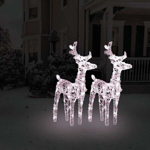 vidaXL Renos de Navidad 2 unidades 80 LED blanco cálido acrílico