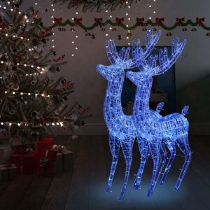 vidaXL Renos de Navidad acrílico 250 LED 2 uds azul 180 cm