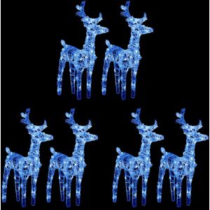 vidaXL Renos de Navidad 6 unidades 240 LED azul acrílico