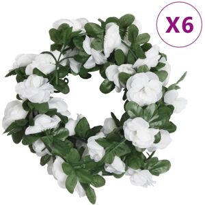 vidaXL Guirnaldas de flores artificiales 6 uds blanco 250 cm