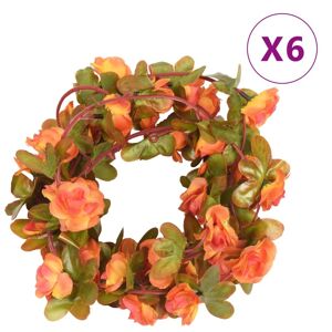 vidaXL Guirnaldas de flores artificiales 6 uds naranja 250 cm