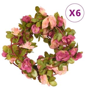 vidaXL Guirnaldas de flores artificiales 6 uds rojo y rosa 250 cm