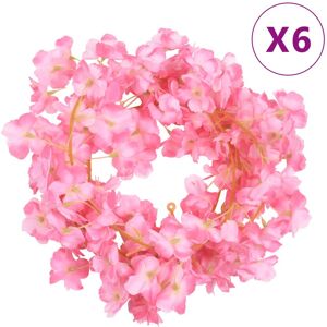 vidaXL Guirnaldas de flores artificiales 6 uds rosa oscuro 180 cm