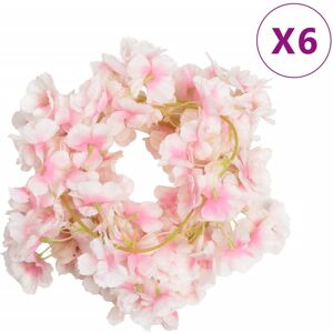 vidaXL Guirnaldas de flores artificiales 6 uds rosa claro 180 cm