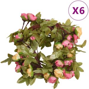 vidaXL Guirnaldas de flores artificiales 6 uds rosa 215 cm