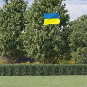 vidaXL Mástil y bandera de Ucrania aluminio 5,55 m