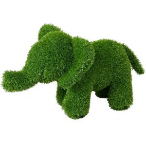 LOLAhome Figura jardín de elefante verde de césped artificial de 30x60x40 cm