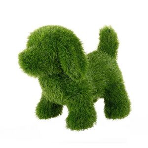 LOLAhome Figura jardín de perro verde de césped artificial de 23x35x33 cm