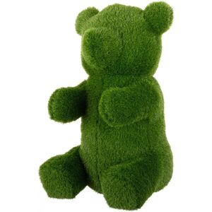 LOLAhome Figura jardín de oso verde de césped artificial de 48x58x80 cm