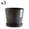 Ecopots Macetas con platillo negro D20 - juego de 3 