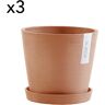 Ecopots Macetas con platillo terracota D20 - juego de 3 