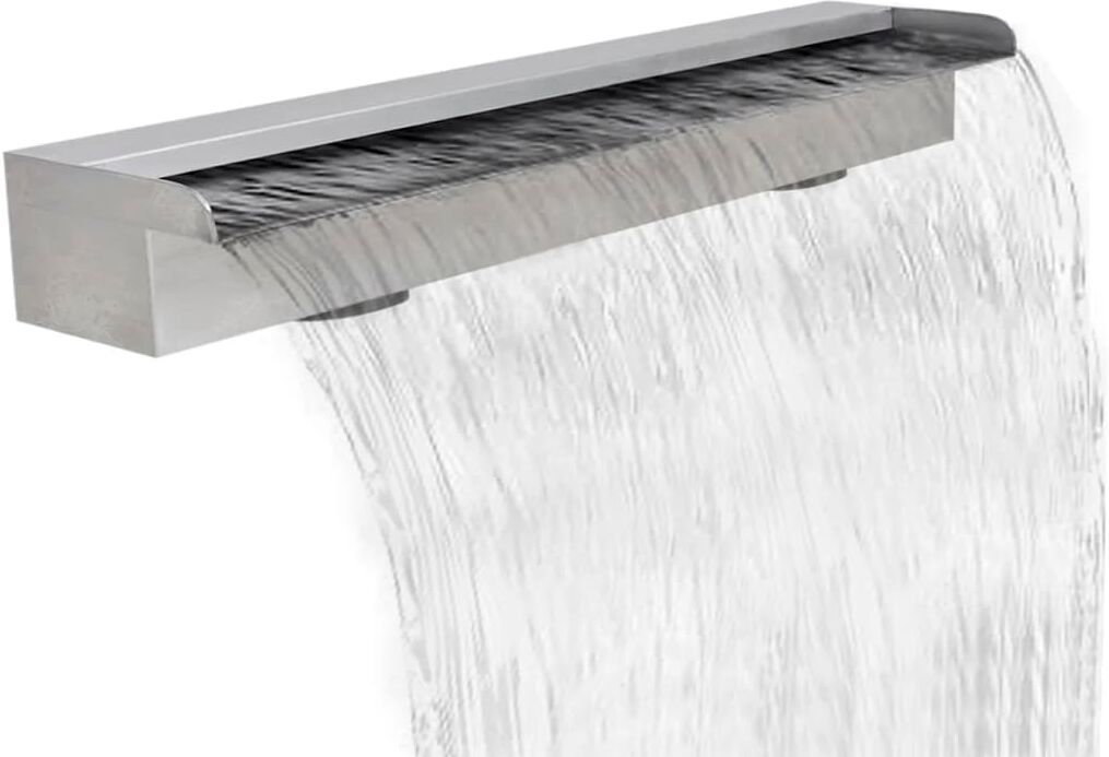 vidaXL Fuente cascada rectangular piscina acero inoxidable 90 cm