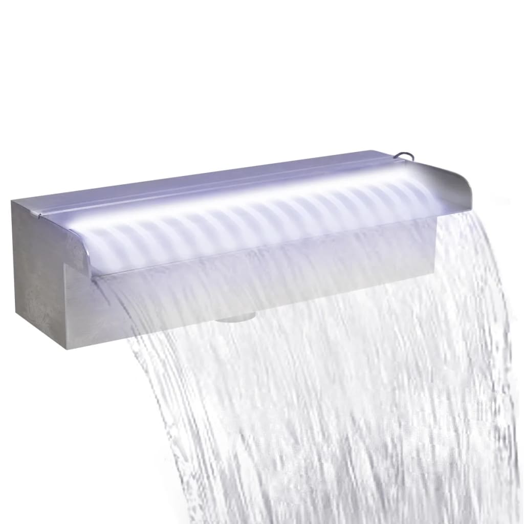 vidaXL Fuente cascada rectangular LED  piscina acero inoxidable 30 cm