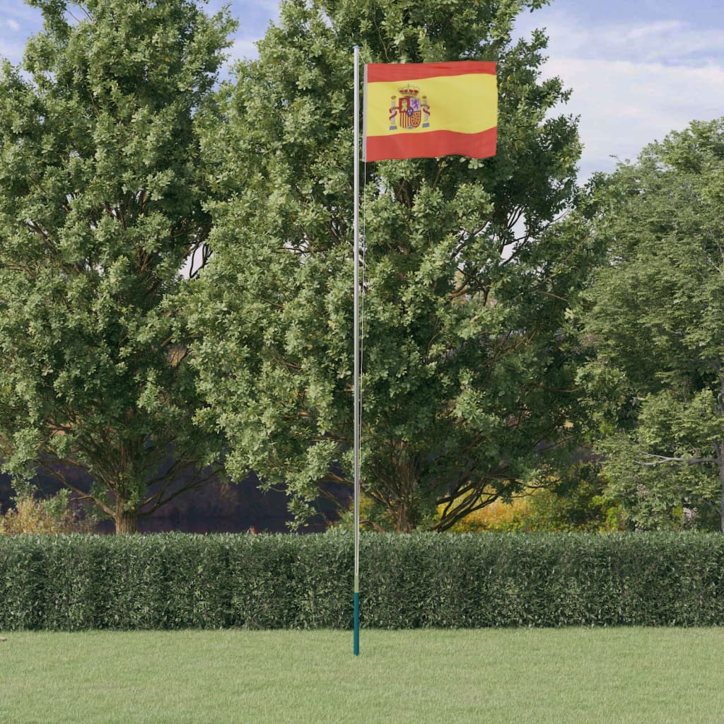 vidaXL Mástil y bandera de España aluminio 6,23 m