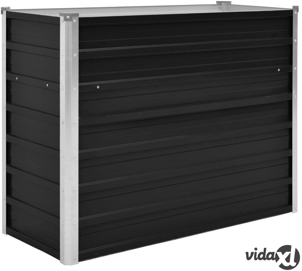 vidaXL Korotettu kukkalaatikko antrasiitti 100x40x77 cm galv. teräs