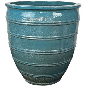 LIVEA Galilee 63x60 cm, pot d'exterieur fait main en terre cuite emaillee, resistant au gel, bleu ocean (GALILEE6063-60)