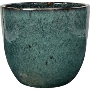 LIVEA Lancelot 41x47 cm, pot d'exterieur fait main en terre cuite emaillee, resistant au gel, vert foret (LANCELOT4741-41)